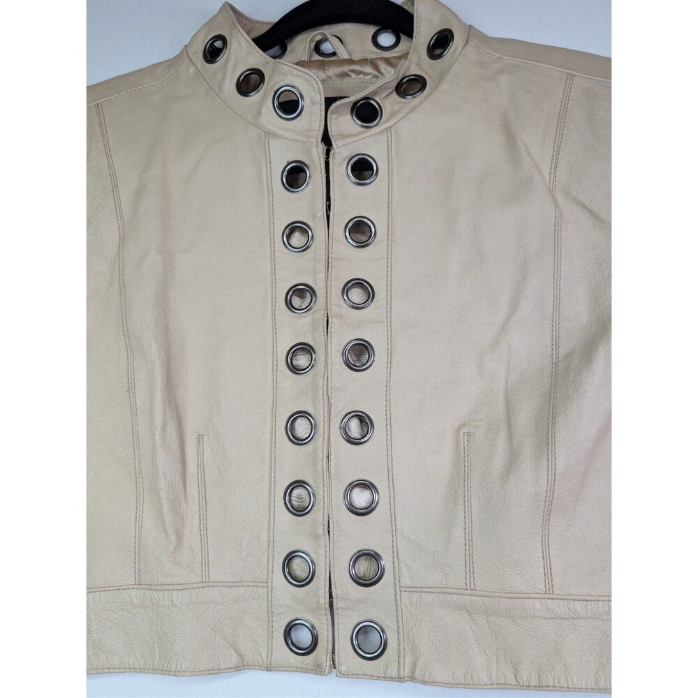 Ashley Stewart Cream Leather Jacket Women's Plus Size 1X - Picture 6 of 16